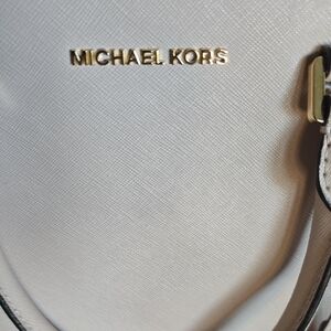 Michael Kors Cream Shoulder Bag with Gold Accents